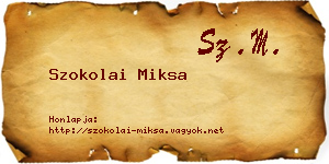 Szokolai Miksa névjegykártya